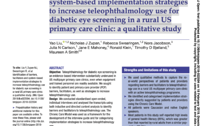 Identification of barriers, facilitators and system-based implementation strategies to increase teleophthalmology use for diabetic eye screening in a rural US primary care clinic: a qualitative study